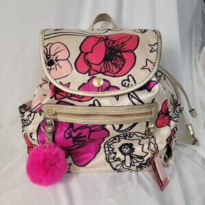 Coach Poppy Kyra Floral Backpack – Sateen w/ Metallic Gold Trim